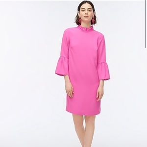 JCrew Ruffle Neck Shift Dress in 365 Crepe, NWT